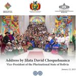 Anniversary of the Plurinational State of Bolivia – Address by Jilata David Choquehuanca, Vice-President of the Plurinational State of Bolivia